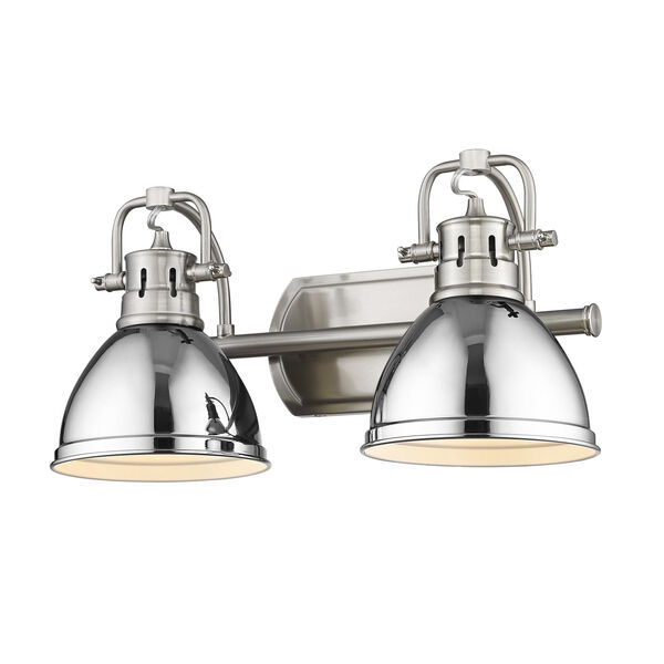 Duncan Pewter Two-Light Bath Vanity with Chrome Shades, image 1